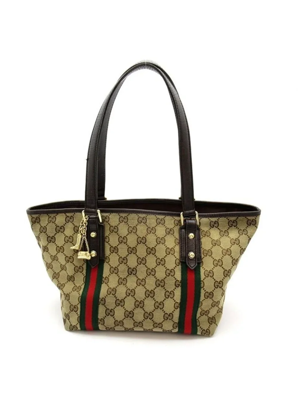 Gucci Sherry Line Tote GG Canvas Leather Beige